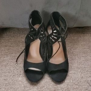 Black laser cut heels